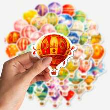 50 miếng dán hình khinh khí cầu sáng tạo, dùng để trang trí sổ tay, máy tính, ốp điện thoại, đàn guitar, bàn làm việc, bình nước, vali, ván trượt, két sắt, tủ lạnh, hoặc tự làm đồ trang trí thủ công theo yêu cầu. Chất liệu dán cá nhân hóa thích hợp để trang trí sổ tay. - Nhiều màu - Xem 1