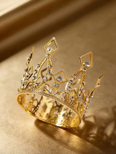 1 chiếc vương miện pha lê trang trí tiệc sinh nhật công chúa cho nữ, kèm vòng hoa đội đầu.