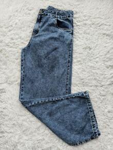 Women's Wideleg Jeans High Waist Plus Size - Rửa trung bình - Xem 4