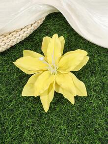 1pc Bohemian Style Artificial Dried Lily Flower Duck Clip, Women's Side Bangs Hair Clip, Beach Vacation Atmosphere Hair Accessory, Claw Clips - Multicolor - View 9