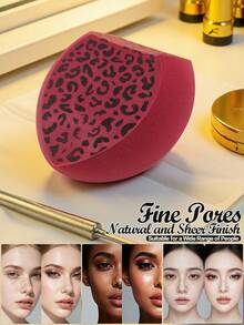 Large Leopard Red Makeup Blender Sponges 4/8Pcs Latex-Free Water Expanding For Face Makeup Foundation Concealer Blush Contouring - Multicolor - View 7