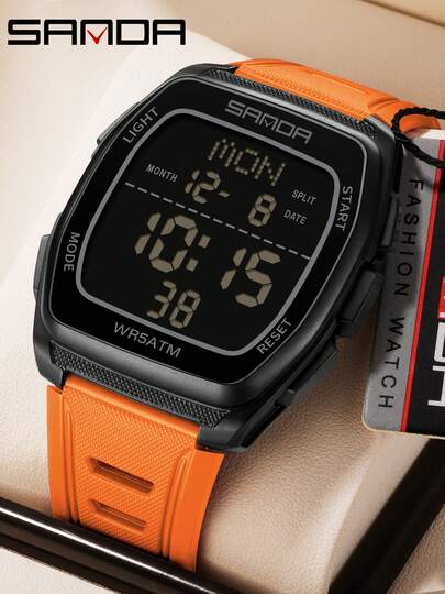 SANDA. SANDA 9080 时尚男士电子手表 多功能闹钟 夜光 防水 防震 运动休闲手表