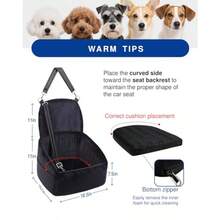 Asiento de coche para perros pequeños asiento elevador para mascotas con respaldo extensible asientos de coche para mascotas de hasta 30 libras funda extraíble lavable con bolsillos de - Negro y gris - Ver 2
