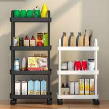 3-Tier Rolling Storage Cart With Handles - Multifunctional Floor Standing Shelving Unit For Kitchen And Bathroom, With Removable Draining Rack, Suitable For Back To School Season, Plastic Material, Not For Heavy Items - Multicolor - View 9