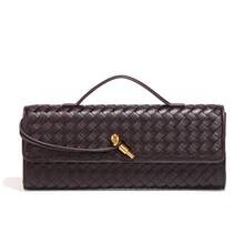 25 nuevos modelos de bolsos de mano cruzados con cierre tejido a mano, bolsos de noche tipo acordeón de alta calidad, bolsos cruzados de un solo hombro. - B1893# Uva Morada/Chocolate - Ver 2