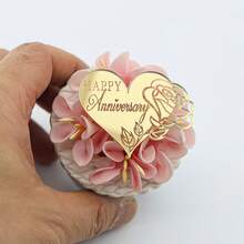 6/12 Pieces Happy Anniversary Wedding Dad Mum Acrylic Butterfly Heart And Rose Design Sweet Dessert Decoration Cupcake Topper For Party Supplier - View 8