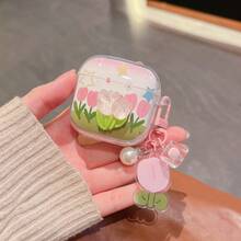 3D Tulip Silicone Protective Case For Huawei Freebuds 5i/6i/7i/SE4, Freebuds SE2/SE3/SE4, Freebuds Pro3/Pro4 Wireless Bluetooth Earphones, Transparent Shockproof Earphone Cover Pendant - Tulip - View 4