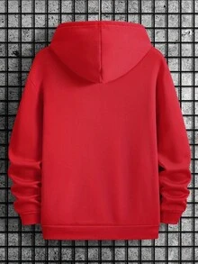 Beautiful Premium Men's Unisex Casual Printed Sweatshirt, New Limited Edition, Fashionable Hoodie With Drawstring, Autumn/Winter Top, Comfortable And Versatile Long-Sleeved Hoodie, Ling Moyun Selection - 紅色 - 查看 3
