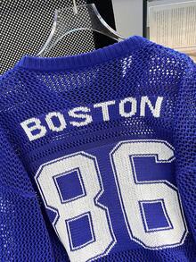 Women's Summer Oversized Sweatshirt, Unisex Casual Loose Fit Numeric Print Lightweight Airy Knit Top Spring - Royal Blue - View 10