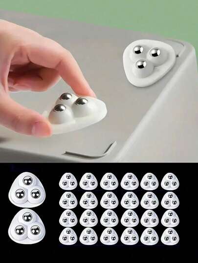 1/4个360°旋转自粘万向轮，超强粘性自粘脚轮套装，适用于垃圾桶、储物箱、家具、迷你家电 - ABS材质，内含钢珠