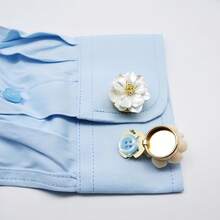 2pcs Luxury Holiday Gift | Elegant Shirt Buttons And Cufflinks Set, With Copper Buttons - Baby Pink - View 1