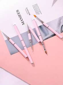 5pcs Nail Art Brush Set, Double-Ended Detailing & Painting Brushes, Gel Nail Brush Tools - Multicolor - View 2