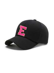 1 pièce Casquette de baseball réglable avec lettres de l'alphabet brodées pour enfants, chapeau de soleil décontracté unisexe, blanc os, pour les 8-16 ans - Noir - Voir 64