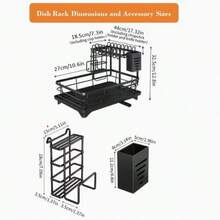 Kusuxva This Double-Layered, Large Metal And Carbon Steel Cutlery Rack Is Perfect For Kitchen Countertops. It's Space-Saving And Durable, Featuring Knife, Fork, And Cup Holders, As Well As A Drainer. The Rust-Resistant Design Makes Your Kitchen More Organized And Uncluttered. - 查看 8