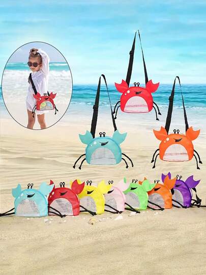 1pc Unique Crab Shaped Beach Bag, Kids Shell Shoulder Crossbody Bag