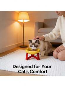 15° Tilted Anti-Vomiting Raised Pet Feeding Bowl, High Stand Cat/Dog Bowl, Protective Neck & Spine Design, Non-Slip Wide Base, Durable Plastic Material, Suitable For Cats & Small Dogs, Wet & Dry Food, Practical Pet Gift - 350ml - View 6