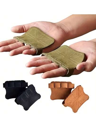 1 Pair Weightlifting Training Gloves, Palm Sports Fitness Grip Strengthener, Crossfit Grip Trainer, Adult Pull-Up Exercise Grip Pad, 4-Finger Gloves, Unisex Weightlifting Grip Strengthener