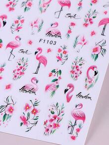 Set de 2 pegatinas de arte de uñas 3D con flamencos rosas tropicales e hibiscos, decoración de uñas de verano para mujeres - Multicolor - Ver 7