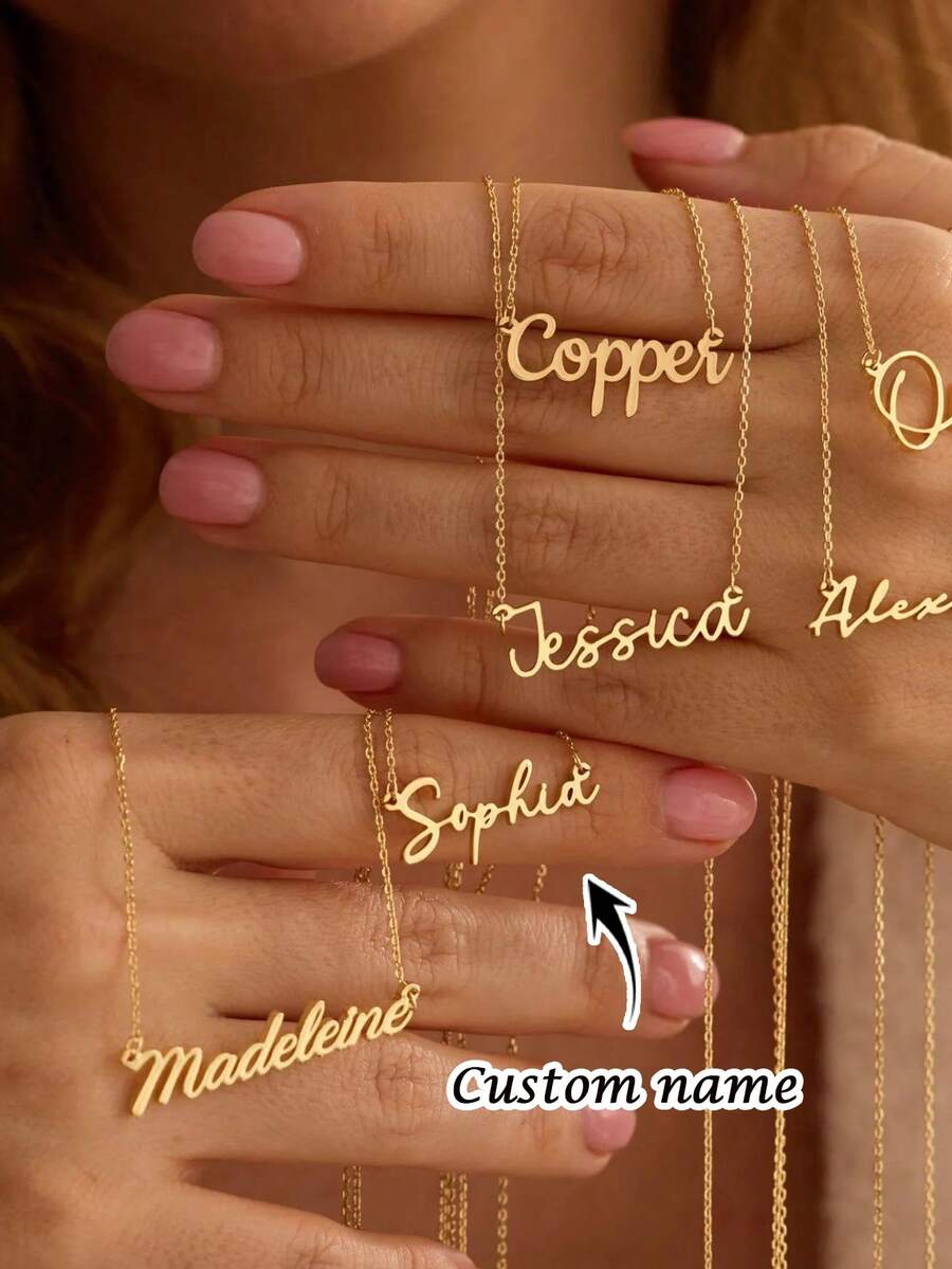 1 Stück personalisierte [Kundenname] Damenkette, Edelstahl Schmuck, Damenkette, Damenschmuck, minimalistisches Geschenk, geeignet für den Alltag und festliche Anlässe, geeignet als Jahrestags- oder Geburtstagsgeschenk für die Freundin, Valentinstag Geschenk, Ramadan, Eid Al-Fitr, Geburtstag Geschenk, Jahrestags Geschenk, St. Peter's Park Feiertags Geschenk, Muttertags Geschenk für Mama, personalisiertes Kundengeschenk - Verschiedenfarbig - Übersicht 1