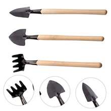 Kisangel 3pcs Mini Garden Tool Set, Includes Transplanting Trowel, Rake And Shovel, Wooden Handle Gardening Tools For Planting And Transplanting - Three-piece Pack - View 2
