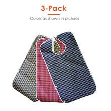 Poncho ajustable y lavable para adultos con atrapapolvos, ideal para mujeres y hombres mayores, 3 unidades de ponchos para adultos, ponchos lavables para personas mayores, protectores de ropa, ponchos para hombres y mujeres con cierre de snapper, asistencia para alimentación de personas mayores, suministros de cuidado en el hogar - A - Ver 10