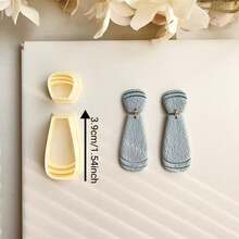 聚合物粘土耳环模具，不对称几何/莲花造型粘土雕塑工具，波西米亚风格手工模具，珠宝制作套装，适用于项链吊坠、手链、耳环 - 黃色 - 查看 8