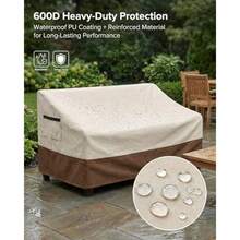 Funda de sofá para exteriores impermeable para muebles de patio 78.7 pulgadas de ancho x 38.2 pulgadas de profundidad x 35 pulgadas de alto tela Oxford 600D de alta resistencia color blanco y - Beige y Coffea - Ver 4