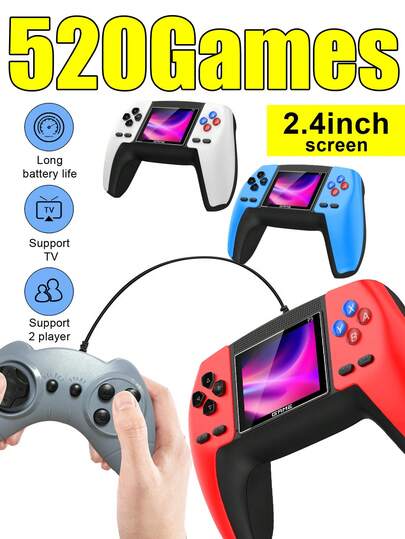 1 st ny handhållen spelkonsol med 520 klassiska retrospel, 2,4-tums skärm, retro arkadstil, stöder TV-anslutning, flerspelarläge, laddningsbar gamepad, perfekt för högtider eller födelsedagspresenter