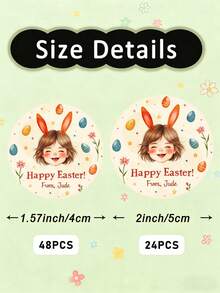 48/24 Pcs Customized Round Easter Stickers, Can Personalize With Name And Photo, Easter Decoration Labels, PVC Material Easter Gift Box Stickers, Create Warm Atmosphere, Home & Living Products, Customized Stickers - Apricot - View 2