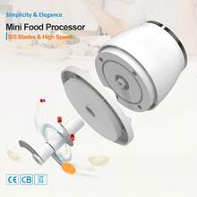 350ML Electric Garlic Chopper, 3 Blades Garlic Grinder Mini Vegetable Chopper, USB Portable Veggie Chopper, Onion Mincer, Food Processor For Ginger, Chili, Fruit, Meat - White - View 6