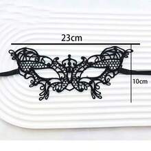 2件套蕾丝半脸面具，情侣主题化妆舞会面具，性感黑色眼罩，万圣节道具 - 黑色2件 - 查看 6