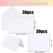 60pcs White Envelopes With Blank Cards Set, Suitable For DIY Greeting Cards, Invitations, Birthday Cards, Thank You Cards, Etc. - Envelopes and Greeting Cards - View 8