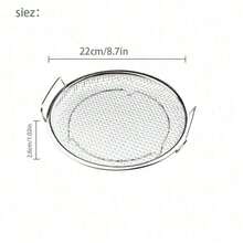 Cesta metálica plegable redonda con bandeja de goteo, colador de acero inoxidable resistente al aceite y sartén (también parrilla/bandeja de escurrido), herramienta de cocina duradera y fácil de limpiar - Ver 5