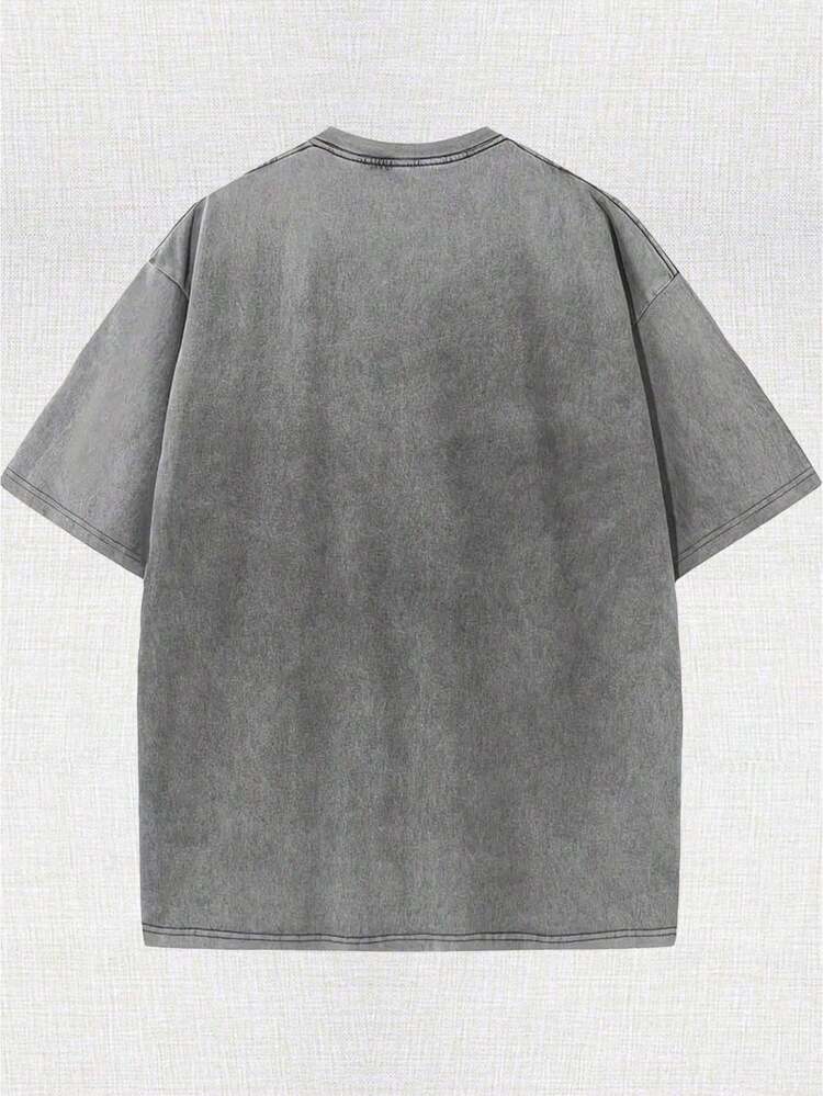 Vintage Washed OversizedT-Shirt -  Anime Graphic Tee, CopyNinja Kakashi Manga Art Shirt, Soft CottonCasual Streetwear Apparel, Unisex Top, Giftfor  Fans - 灰色 - 查看 2