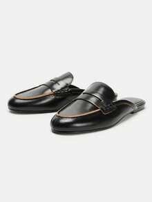 2026 Spring/Summer New Women Shoes, Suede Peep Toe Loafers - Black - View 1