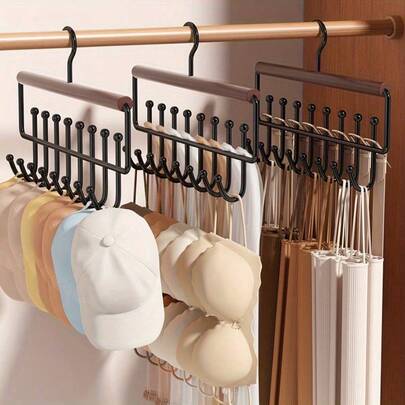 1/2 piezas Perchero de metal, organizador de almacenamiento de pared con 8 ganchos de madera maciza con forma, material de metal y madera maciza, estilo moderno para dormitorio, baño y dormitorio, perchero multifuncional para sombreros, toallas, correas, ropa interior, chalecos, estante de almacenamiento y secado para el hogar