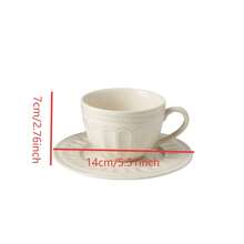 6件套浮雕陶瓷杯碟套装，复古欧式珠边白瓷咖啡杯，可机洗下午茶杯礼盒套装，适用于拿铁/卡布奇诺，家居厨房及咖啡馆聚会 - 彩色 - 查看 10