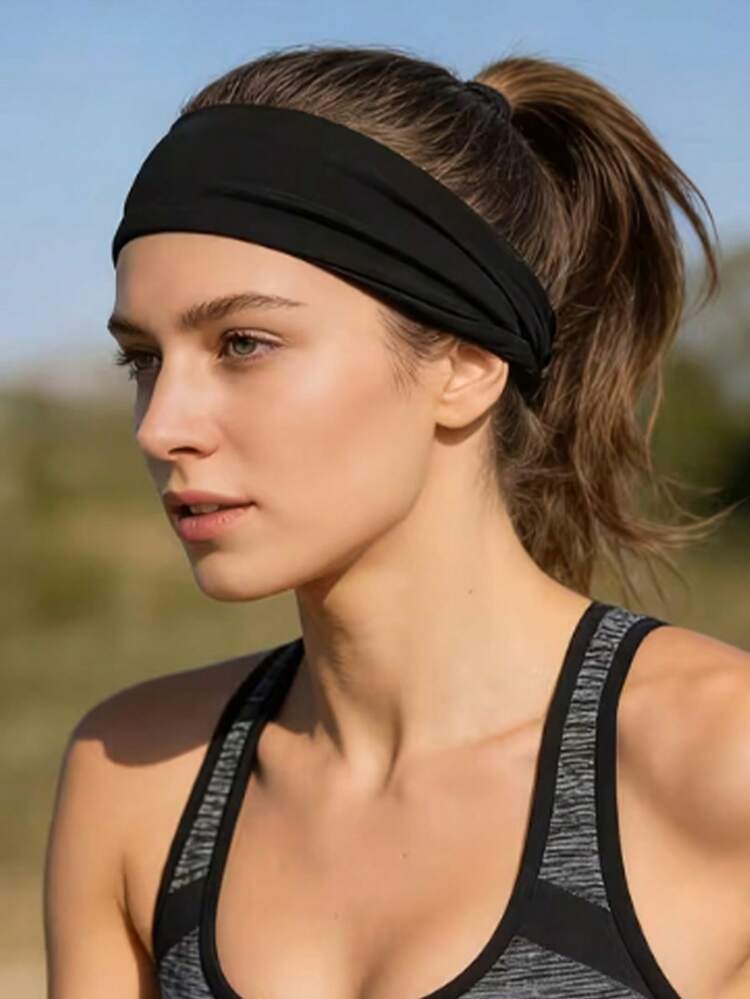 1/2/3/4/5/6/随机发放女士防滑头带/柔软弹性运动头带，复古波西米亚风格，纯色设计，适合瑜伽、跑步、健身、运动等场合，简约舒适。 - 彩色 - 查看 3