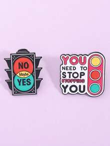 1 Bộ ghim cài áo hình đèn giao thông tráng men "Không", "Có thể", "Có", "Bạn cần dừng lại, hãy dừng việc cài ghim của bạn lại", món quà trang sức đầy cảm hứng dành cho bạn bè. - Nhiều màu - Xem 6
