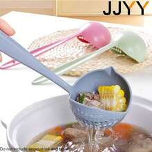 JJYY-2 In 1 Kitchen Spoon, Long Plastic Strainer, Filter, Tableware, Hot Pot HDFP - Azul - View 2