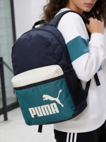 Mochila PUMA PHASE COLOR BLOCK, mochila casual ligera para ir y venir, mochila escolar, unisex 091175-07 - Azul marino-verde esmeralda - Ver 1