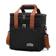 Large Capacity Lunch Bag, Outdoor Picnic Bag, Large Capacity Crossbody Carrying Bento Bag - Black - View 6