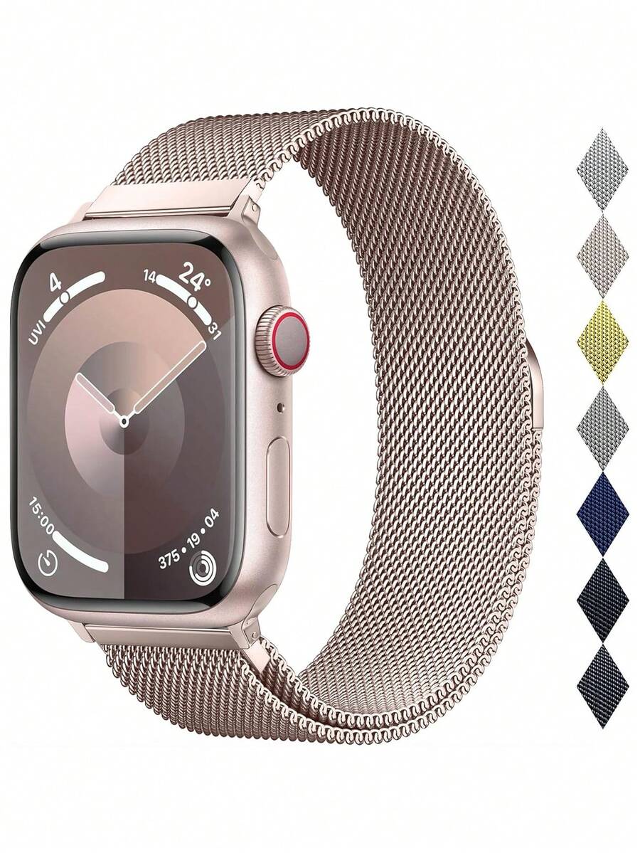 不锈钢米兰尼斯表带，兼容 40mm、41mm、38mm、42mm、44mm、45mm、49mm、46mm，兼容 Series 11、10、9、8、7、6、5、4、3、2、1、Ultra 3/2/1 和 SE 3/2/1，男女通用