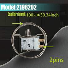 Bộ điều nhiệt tủ lạnh 2198202, bộ điều khiển nhiệt độ tủ lạnh, phù hợp với hầu hết các loại tủ lạnh như Roper, Estate, có thể thay thế cho mã sản phẩm 2161284 2198201. - Bạc - Xem 3