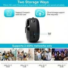 1pc 1080P Full HD Mini Smart WiFi Camera, 2.4G Wireless Connection, Night Vision, Voice Intercom, Remote APP Live View, USB Charging, Easy Installation, Suitable For Home And Office Security Monitoring For Elderly, Nanny And Pets - Black - View 8