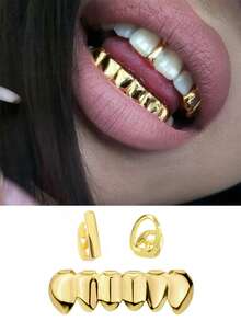 1 Set Shiny Vertical Striped Hollow Combination 6 Shiny Tooth Decor Accessories, Unisex For Party, Daily Wear - Multicolor - View 7