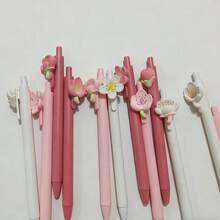 10pcs Random Floral Push-Button Pens, Cute Stationery Gift - A - View 5