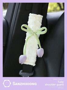 Tulip Flower Car Seatbelt Shoulder Pad Cover, Car Belt Protector, Universal All Seasons,Car Accessories Women - 粉紅色 2 件裝 - 查看 5