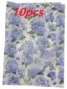 100张蓝色绣球花包装纸，花卉包装纸 - 适用于礼品包装、花束包装和DIY项目，50*30厘米（19.69英寸 x 13.78英寸）礼品包装纸，适合生日、派对和婚礼装饰、春季、花束包装、艺术和手工艺品、DIY、礼品袋，以及用于婚礼装饰和礼品袋填充的多功能装饰纸。 - 藍色繡球花 - 查看 9