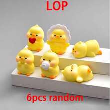 1 Set (6pcs) Cute Cartoon Decorations, Including A Lovely Little Yellow Duck Decor, Garden Decor, Mini Landscape House, And Office Decor. - Q - View 9